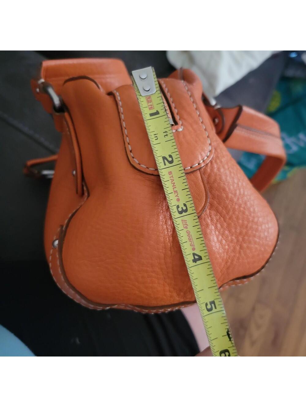 Cole Haan Village Leather Shoulder Bag Purse Orange with dust cover Pebble Soft - Picture 7 of 15